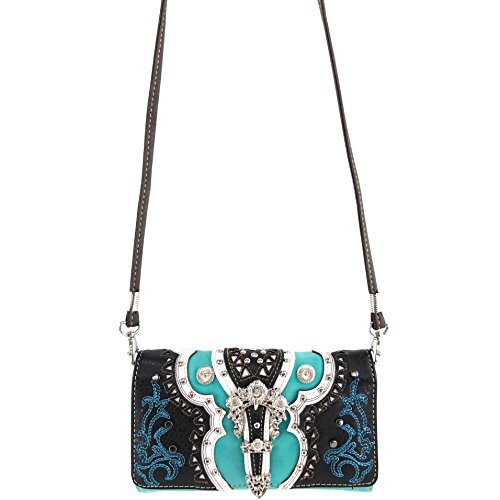 Justin West Concealed Carry Western Flower Buckle Embroidered Studded Messenger3