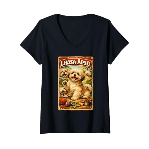 Women's Cute Funny Lhasa-Apso Dog Paw Dog Food Toy V-Neck T-Shirt