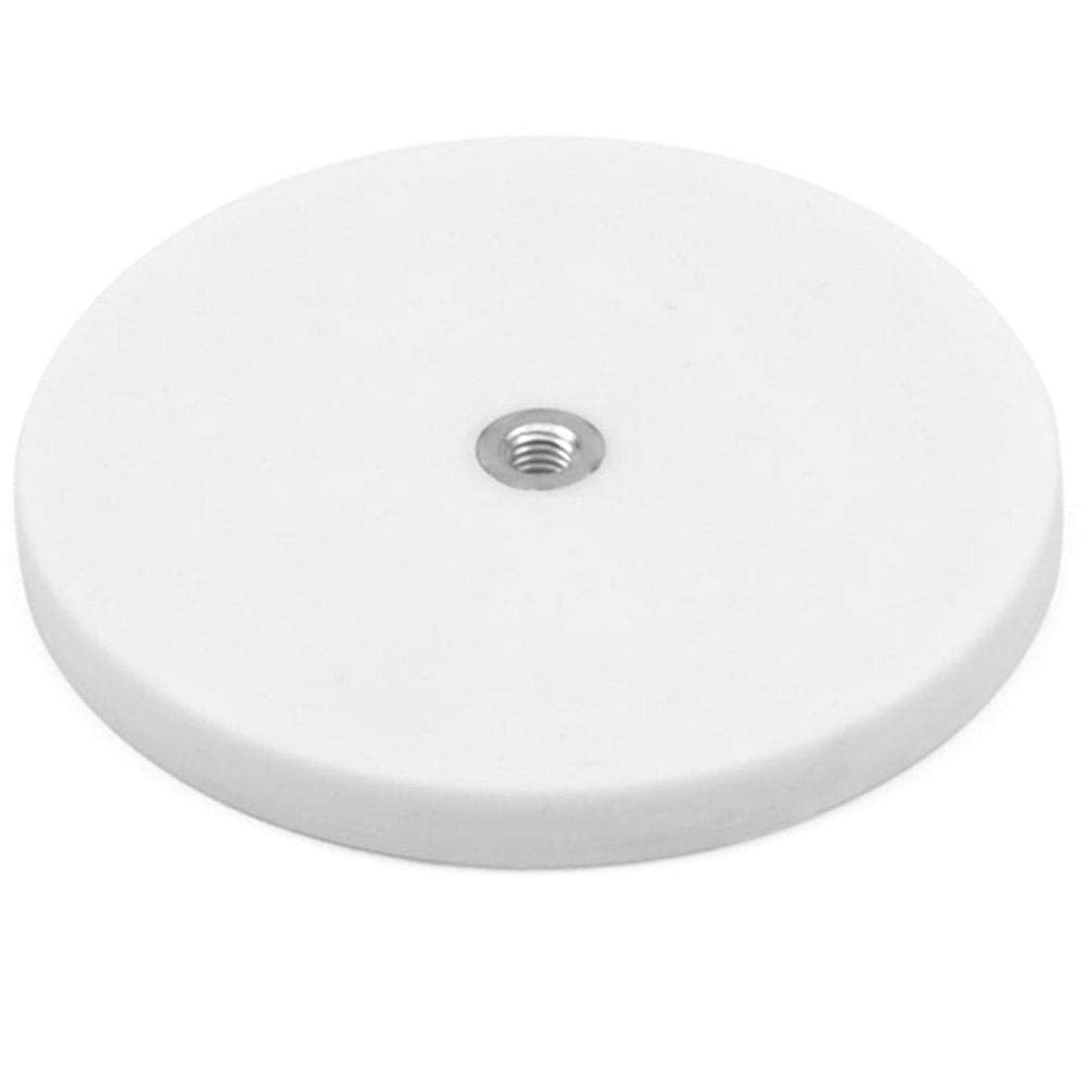 Aimants Pos en Revêtement en Caoutchouc Blanc Coussunk Avec M6 Boss File - Flush x 6mm Deep - 88mm dia x 8mm de Haut - 42kg Pull