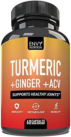 Turmeric and Ginger with Apple Cider Vinegar - Boost Immunity, Metabolism, and Mobility with 95% Curcuminoids - Bioperine & Curcumin for Enhanced Absorption - 60 Capsules