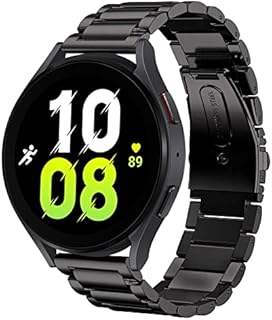 SUNDAREE Armband Kompatibel mit Samsung Galaxy Watch 5 4 6 40MM 44MM/5 Pro 45MM/4 6 Classic 42MM 46MM 43MM 47MM/Galaxy Active 2,Schwarz 20MM Metallarmband Männer Edelstahl Metall Herren Uhrenarmband