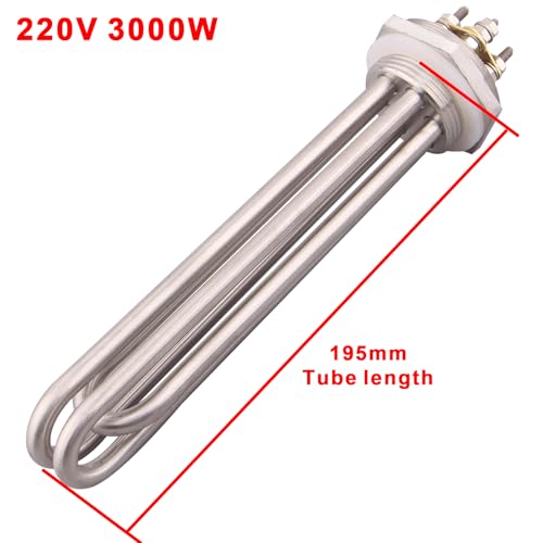 DERNORD 1-1/4 Zoll 220V 3000W Heizelement 3U Typ Elektrischer Brühwassererhitzer BSP Gewinde Edelstahlflansch