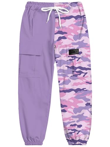 Image of Cromoncent Girls&Womens Cargo Pants Elastic Waist Lightweight Outdoor Jogger Pants, 6 Years - XX-Large