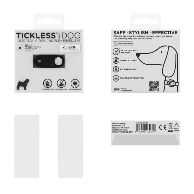 Tickless Mini Dog - chemikalienfreies, natürliches Floh- und Zeckenschutzmittel mit Ultraschall für Hunde - Schwarz