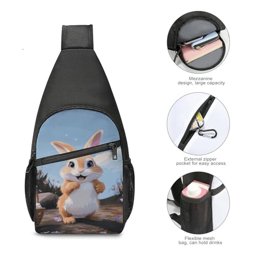 Morrales de Senderismo Sling Bag Cartoon Rabbit miniatura 5