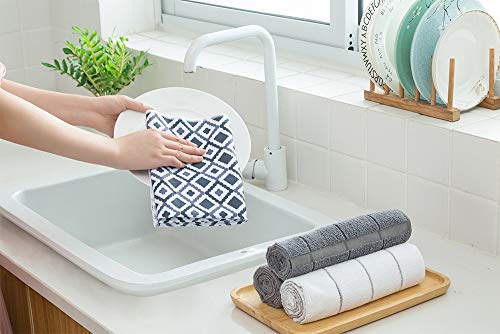 Figolo Microfiber Kitchen Towels - Dish Towel Geometry Set Of 4, Super Absorbent And Soft, 26 X 18 Inch #TOP6