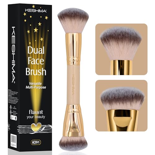 Keshima Dual-Ended Blush, Bronzer &amp; Contour Brush - Liquid &amp; Powder (Gold)