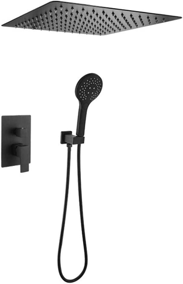 Tête de douche kit de douche dissimulée acier inoxydable noir 12 po pluie