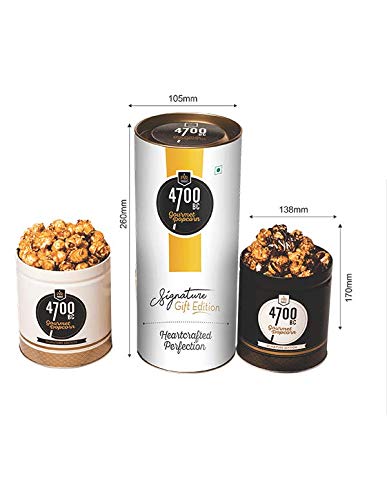 Image of 4700BC Gourmet Popcorn, Combo box,(2 Tins: 1 Himalayan Salt Caramel, 1 Nutty Tuxedo Chocolate), 275gm (Pack of 3)