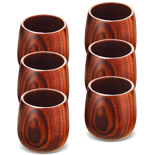 Suclain KO-SUCLAIN-479 6 Pieces 6 Oz Wooden Tea Cups Wooden Coffee Cups Wood Teacups Coffee Mug cover
