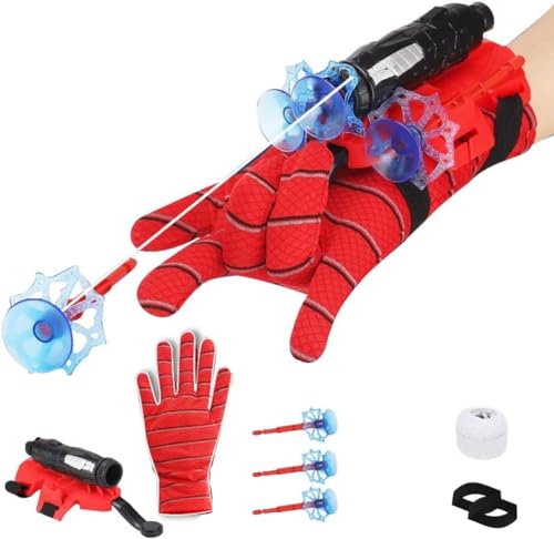 SCIENISH Launcher Gloves for Spider Kids Plastic Cosplay Glove Hero Launcher Wrist Toys Set Funny Children Educational Toys Super Spider Costume Props Spider Shooter