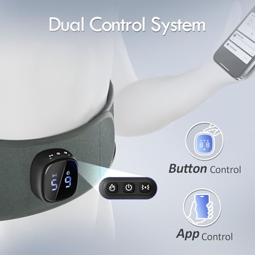 Image of Comfytemp Cordless Portable Heating Pad with Massager for Lower Back Soothing, 9 Heat 5 Vibration 3 Intensity App Control, Rechargeable Cordless Wireless Heated with ifts for Mom Dad Senior, Grey
