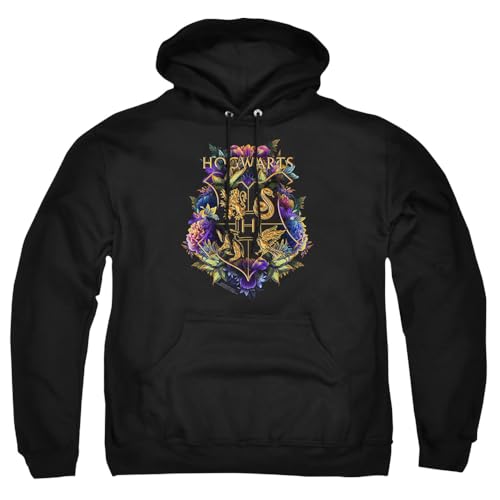 Popfunk Hogwarts Floral Foliage Crest Adult Pull-Over Hoodie Black Small