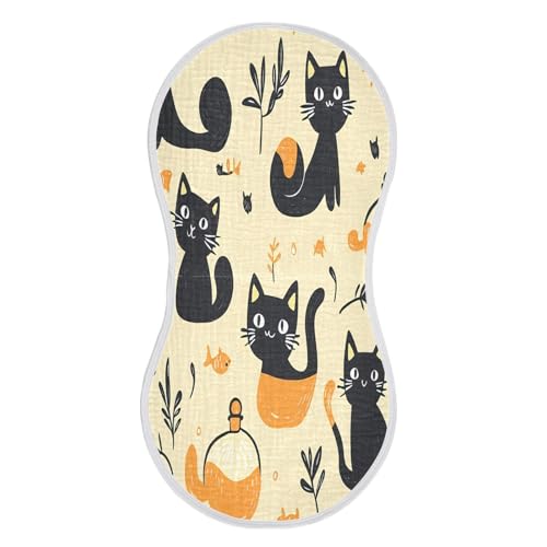Cartoon Cat Burp Cloths Cotton Baby Washcloths,Large 22x11in Burping Cloth Absorbent and Soft for Newborn Baby Boys and Girls,2 Pack