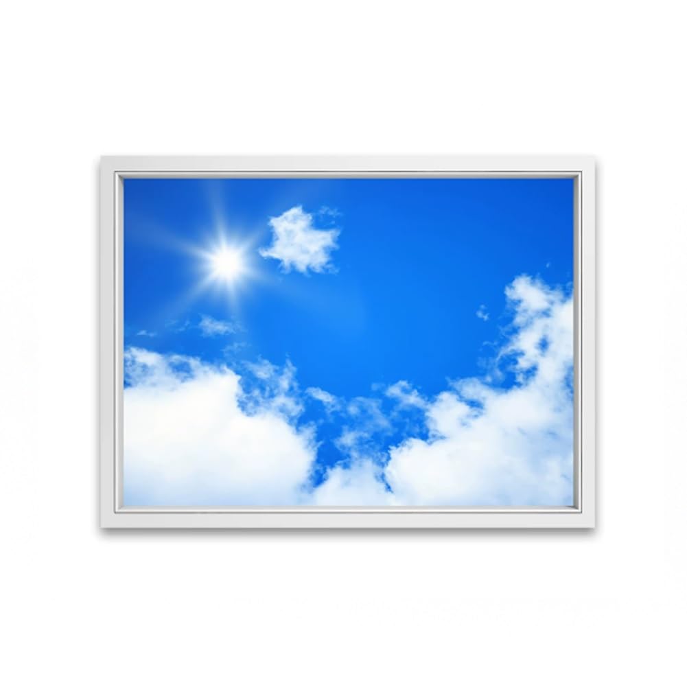 Ventana LED con efecto real luminoso y cuadro de paisaje verde sobre lienzo de 60x40cm
