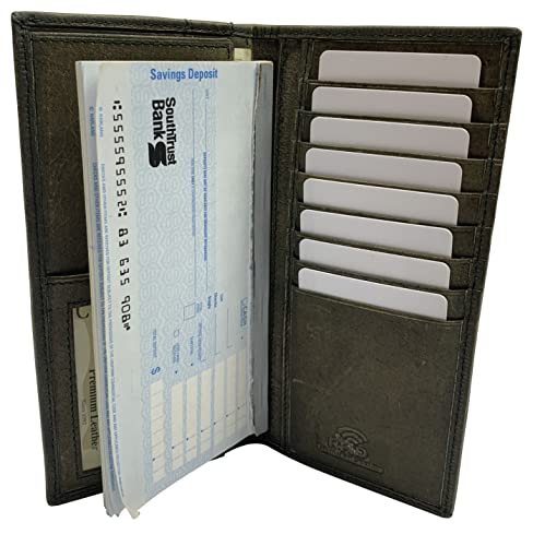 Mens Wallet Long-RFID Wallet for Men with US Flag, Leather Long Wallet for Men Bifold Blocking Wallet - Gifts for Him (Green)3