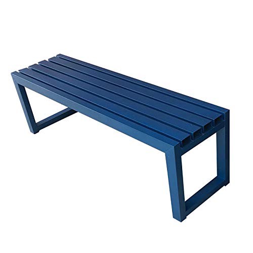 SDdPulse ガーデンベンチ アウトドア家具 3人掛けパークベンチ、ガーデンテラスベンチ、耐候性ポーチチェア、背もたれなし、バルコニーレジャーシート、亜鉛メッキパイプシートなし、ブルー-120cm、ブルー-120cm