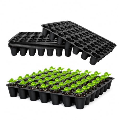 Anandi Green's Reusable Seedling Tray 49 Cavity 1MM Thick Durable Plastic Germination Trays with Drainage Holes Ideal for Seed Starting, Greenhouse, and Indoor Gardening (Black)
