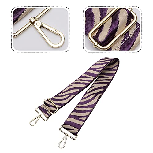 Image of OSALADI Zebra Printed Wide Shoulder Strap 53.14 Inch Adjustable Canvas Crossbody Replacement Purse Strap Durable Travel Luggage Accessory