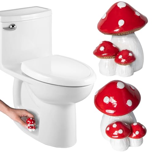 Mushroom Toilet Bolt Covers Decorative Toilet Screw Cover Caps Mushroom Bathroom Decor Cute Red Floor Bolt Caps Bottom Floor Knob Accessories Cottagecore Home House, Easy to Install 2pcs