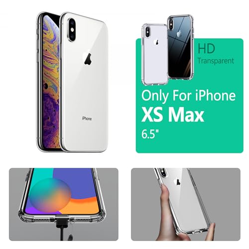 Image of ONES for iPhone Xs Max Slim Case Clear, [PC + TPU Hybrid][Military-Grade Drop Protection][Anti-Yellowing], Shockproof Silicone Hard Cover, Transparent Case