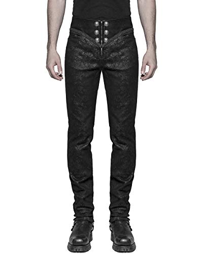 Men's Syndicate Trousers Pants Steampunk Black Brocade Vintage Gothic Victorian3