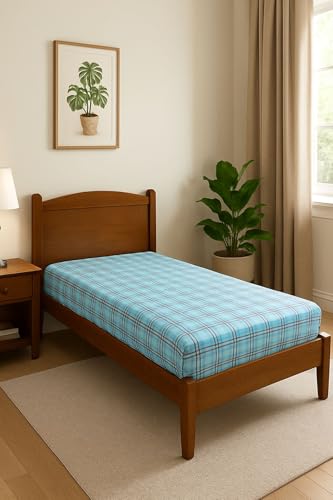 Image of Khadi Cotton 400 TC Checkered Bed Sheet for Single Bed Cover Single bedsheet 100% Soft Cotton flatsheet, Multi Color
