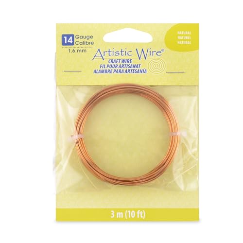 Artistic Wire, 14 Gauge Tarnish Resistant Colored Copper Craft Wire, Natural, 10 ft