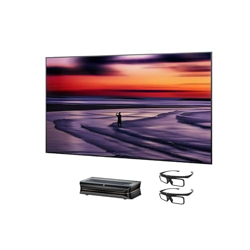 Image of AWOL Vision LTV-3500 Pro UST Projector & 100" Cinematic Screen & 3D Glasses Bundle, TV-Like Brightness and 95% Celling Light Rejecting, Triple Laser with Dolby Vision