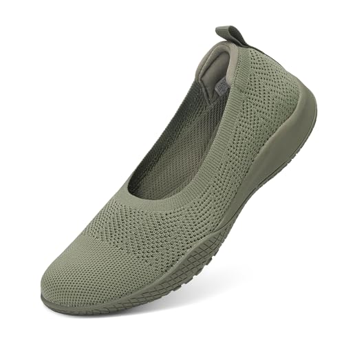 Image of LEDINEY Women's Flats Slip On Go Walk Shoes for Women Comfortable Walking Sneakers Knit Low Wedge Dressy Ballet Shoes Zapatos para Mujer