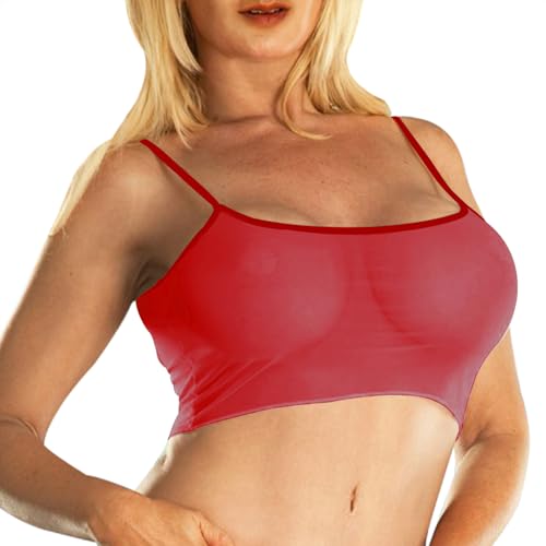 SHERRYLO Mesh Tank Top Sheer Crop Tops for Women See Through Stretch Summer Sleeveless See Thru Strap Cute Top