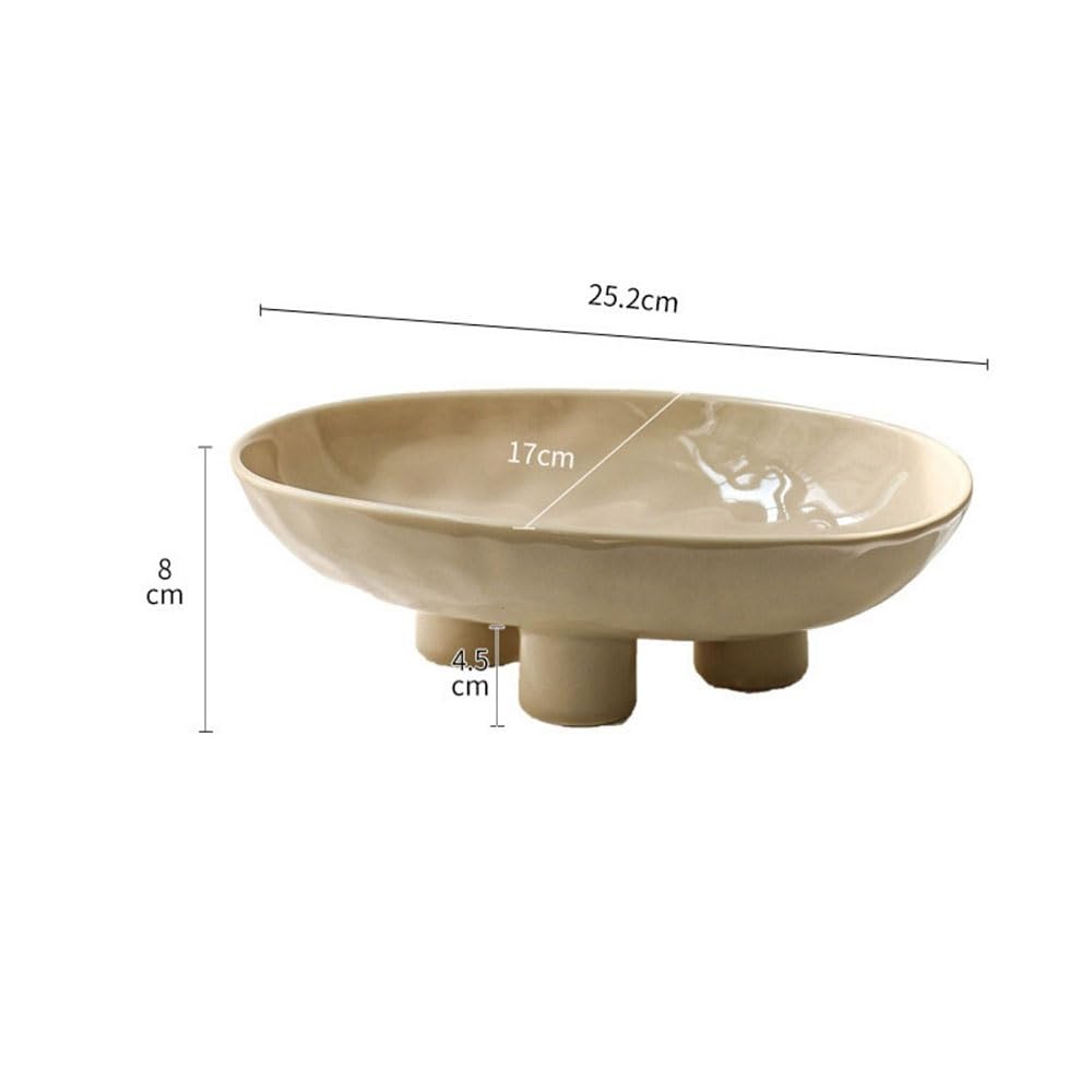 Miski Owocowe Ceramiczna misa na owoce w kształcie trójnogu, nowoczesna minimalistyczna półmiska do serwowania, dekoracyjny element centralny stołu domu | Purple