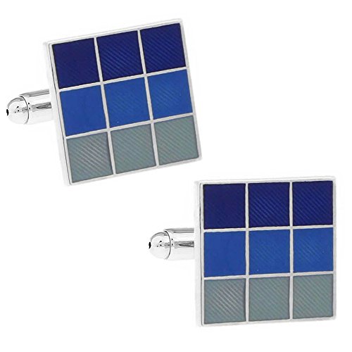 カフス専門店 CUFF ブルーグラデーション チェック カフスボタン n00062