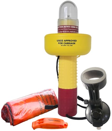 Sirius Signal A-1001 SOS LED 3-in-1 Distress Signal with Mini Solo Beacon - White & Infrared, USCG Approved, Includes Display Mount, Daytime Flag & Whistle