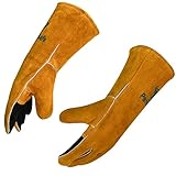 PerfeSafe Welding Gloves 16 Inches, 932℉ Heat Fire Resistant Gloves, Leather Welding Gloves for Stic