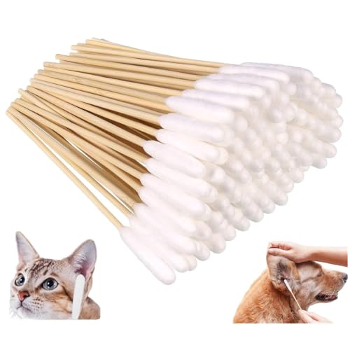 50/100本 犬 猫 綿棒 ペット用 耳掃除綿棒 使い捨てペット 長さ12cm ソフト 汚れ落とし 竹棒 犬の耳掃除用 耳クリーナービッグ 肌に優しい 犬 用