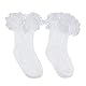 LACOFIA Baby Mädchen rutschfest Weiche Sohle Bowknot weiß Taufe Schuhe mit Bestickten Kreuz Taufe Socken 3-6 Monate