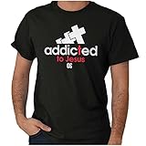 Brisco Brands Punny Christian Addicted to Jesus Graphic T Shirt Men or Women Black
