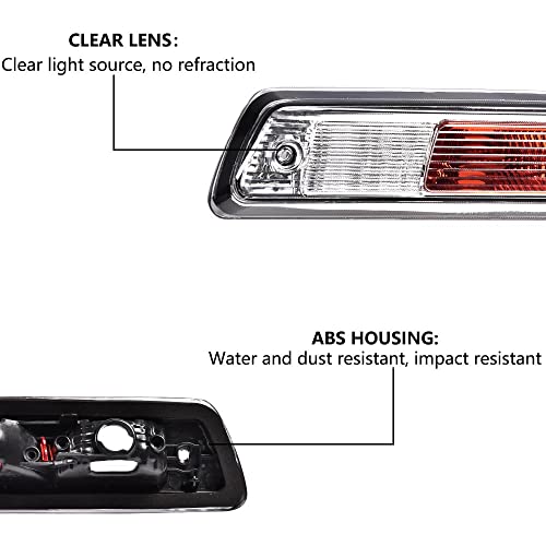 Pit66 Clear Third Brake Light, Compatible With Ford F150 Truck 2009 2010 2011 2012 2013 2014 High Mount Stop Light #TOP3