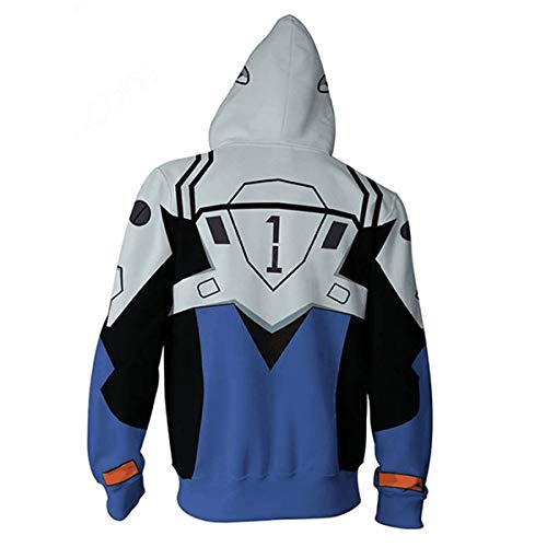 Sweat à capuche homme EVA impression 3D bleu avec zip et patchwork - 2