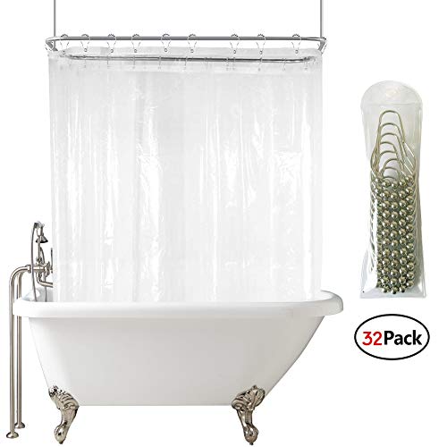 YISURE Shower Curtain Set for Bathroom Tub All Wrap Around Waterproof Extra Wide