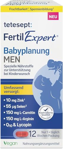 tetesept Fertil Expert Babyplanung MEN 1 x 84 Tabletten - Nahrungsergänzungsmittel für den Mann zur Unterstützung bei Kinderwunsch - Spezielle Nährstoffe für die Hormon Balance