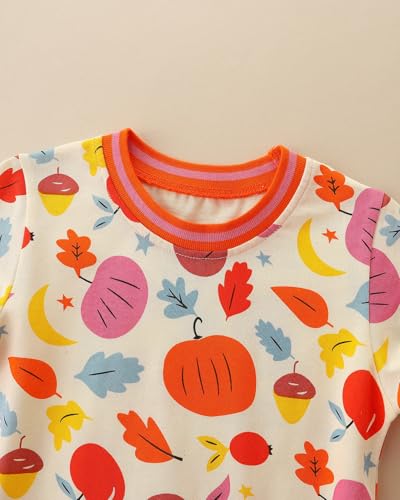Image of Hongshilian Little Girls Cotton Casual Dress Cartoon Print T-Shirt Short Sleeve Skirt Dresses