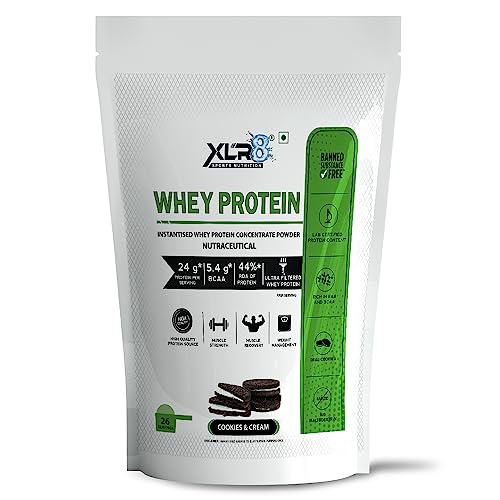 Image of XLR8 Whey Protein Powder with 24 g Protein Content & 5.4 g BCAA (907 g (Pack of 1), Cookies & Cream)