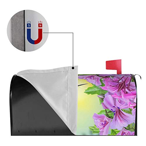 Abucaky Hummingbird Bird Mailbox Cover Magnetic Spring Pink Flowers Waterproof Mailbox Wraps Post Letter Box Decor 21X18 In #TOP4