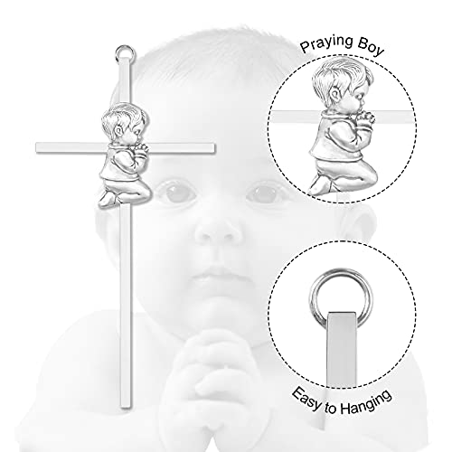 Tryuunion Baby Wall Cross Baptism Gifts For Boys, 7-Inch Silver Blessing Boy Baptism Crosses For First Holy Communion Christening And Dedication Baptismal Gifts From Godparents thumb #2