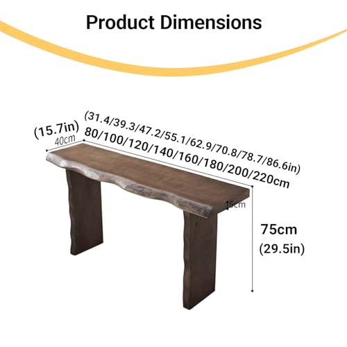Mesa consola de madera maciza con borde vivo de 220 cm para salón moderno 3
