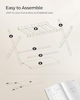 SONGMICS Luggage Rack, Folding Suitcase Stand with Storage Shelf, for Guest Room, Hotel, Bedroom, Heavy-Duty, Holds up to 131 lb, Classic Black URLR007B01