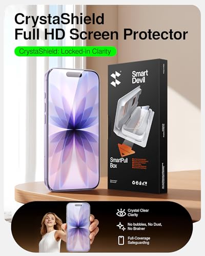 Image of SMARTDEVIL 2 Pack Tempered Glass for iPhone 17 Screen Protector, Military-Grade Shatterproof Protection, 9H Hardness, Fast & Easy Installation, Case Friendly Design