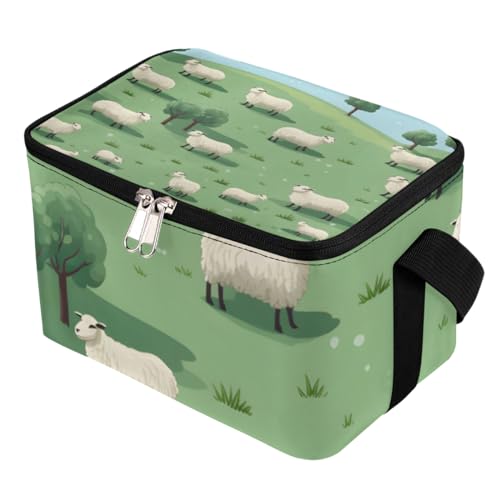 GzLeyigou Lunch Bags for Women Men 9 Cans,Herd Sheep Hot & Cold Food Delivery Bag Insulated Grocery Bag Insulated Lunch Box Sheeps on Hillside Meadow Cooler Bag for Office Work Picnic Beach